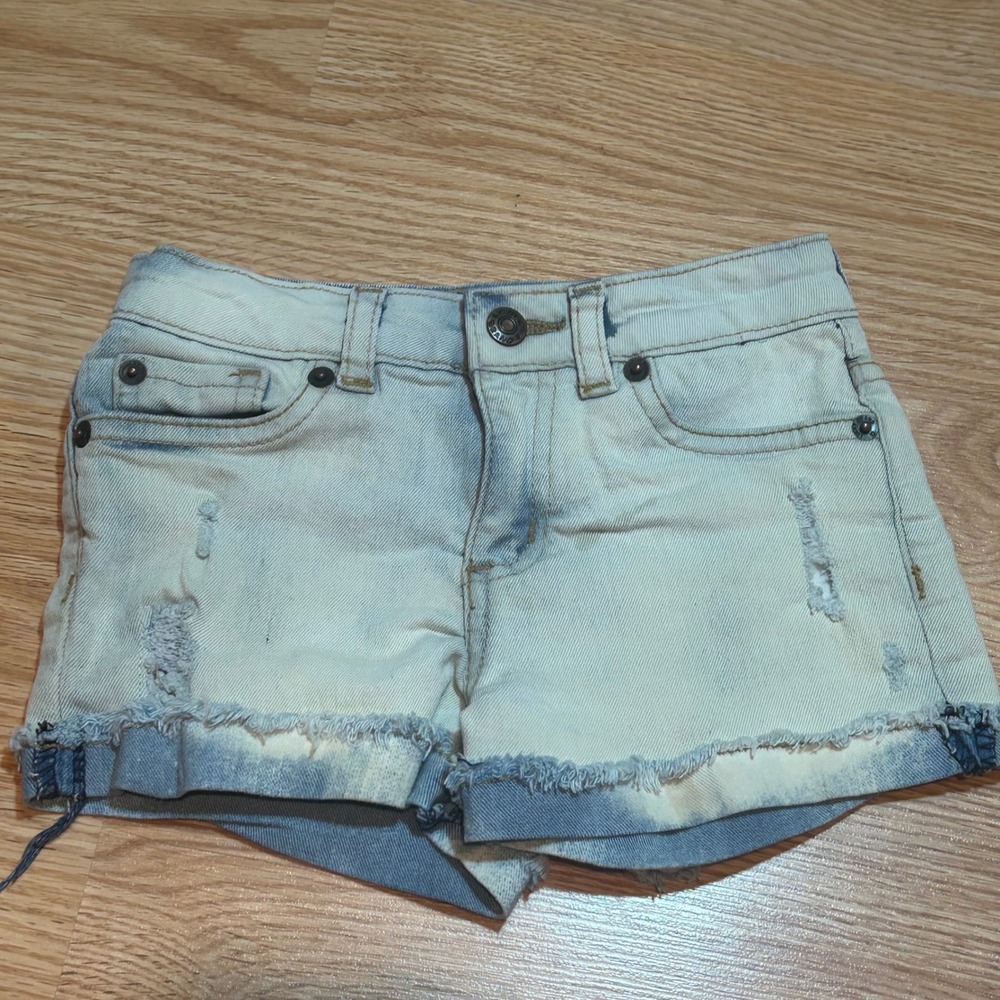 Lucky Brand Riley Distressed Denim Shorts Light Wash Girls 4T Frayed‎ Hem
